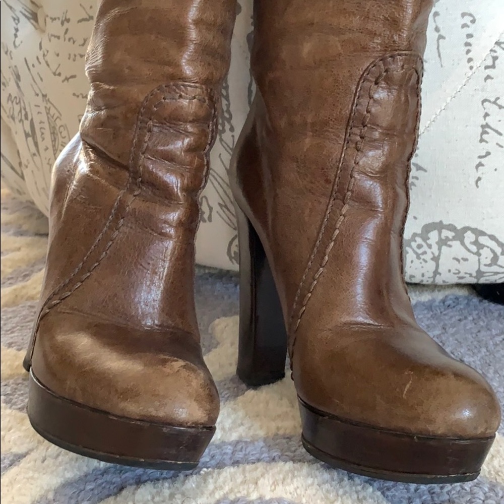 Prada brown antique leather boots size 37.5 - Picture 2 of 8